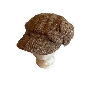 Vintage Old County Road Newsboy Cap Brown Wool Blend Hat